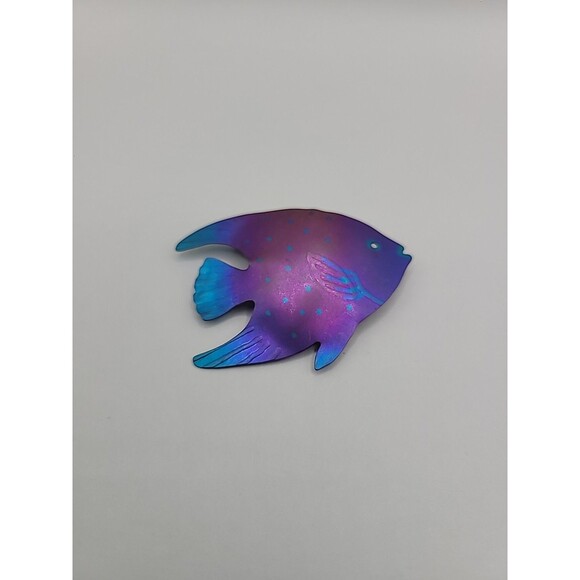 Vintage Brooch Pin Fish Purple Blue Ocean  School Jewelry Costume - Picture 10 of 16